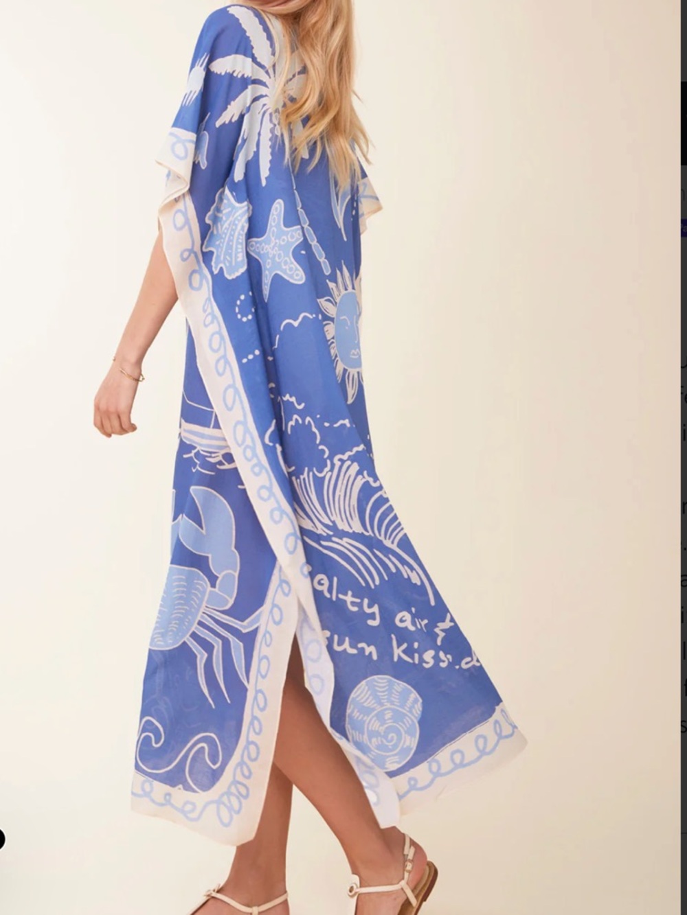 NWT Spartina 449 Blue and Cream Lobster-Print Swim Coverup - Picture 2 of 3